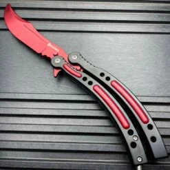 CSGO Butterfly Balisong Trainer - Red Slaughter -BLADE ADDICT Sales bladeaddictknives butterfly knife csgo butterfly balisong trainer red slaughter 36930306343126