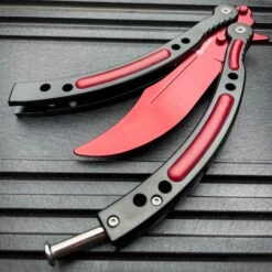 CSGO Butterfly Balisong Trainer - Red Slaughter -BLADE ADDICT Sales bladeaddictknives butterfly knife csgo butterfly balisong trainer red slaughter 36930306375894