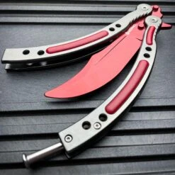 CSGO Butterfly Balisong Trainer - Red Slaughter Upgrade -BLADE ADDICT Sales bladeaddictknives butterfly knife csgo butterfly balisong trainer red slaughter upgrade 36930313978070