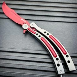 CSGO Butterfly Balisong Trainer - Red Slaughter Upgrade -BLADE ADDICT Sales bladeaddictknives butterfly knife csgo butterfly balisong trainer red slaughter upgrade 36930314010838