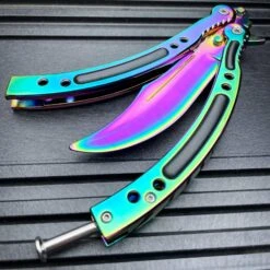 CSGO Butterfly Balisong Trainer - Spectrum -BLADE ADDICT Sales bladeaddictknives butterfly knife csgo butterfly balisong trainer spectrum 36930320269526