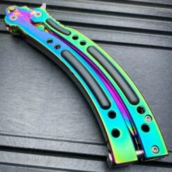 CSGO Butterfly Balisong Trainer - Spectrum -BLADE ADDICT Sales bladeaddictknives butterfly knife csgo butterfly balisong trainer spectrum 36930320335062