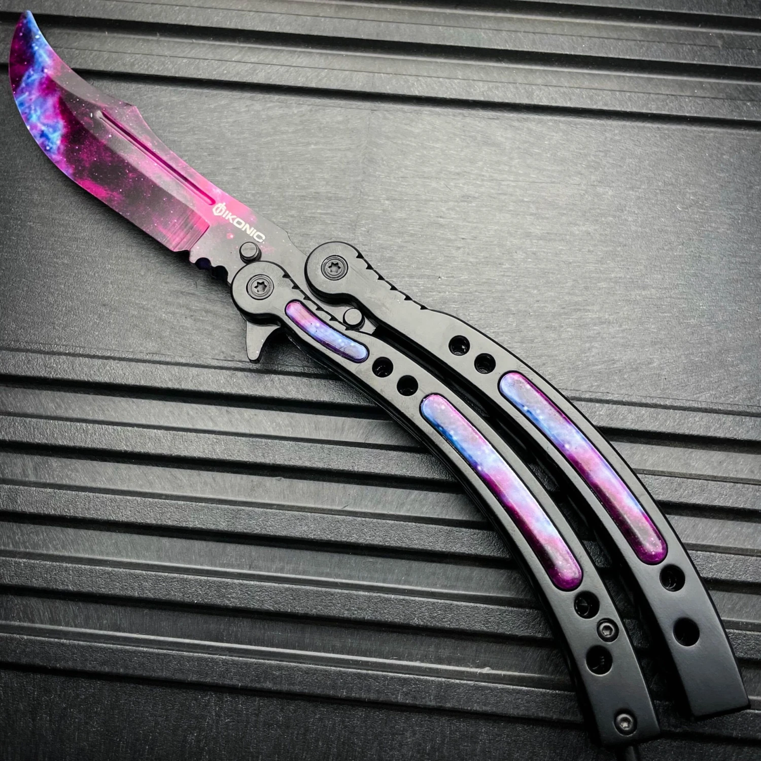 CSGO Butterfly Trainer Balisong - Black Galaxy 7 CSGO Butterfly Trainer Balisong - Black Galaxy - Image 5