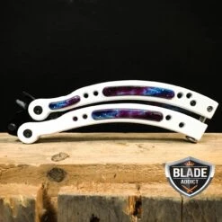 CSGO Butterfly Trainer Balisong Knife - White Galaxy 13 CSGO Butterfly Trainer Balisong Knife - White Galaxy -BLADE ADDICT Sales bladeaddictknives butterfly knife csgo butterfly trainer balisong knife white galaxy 313726205979