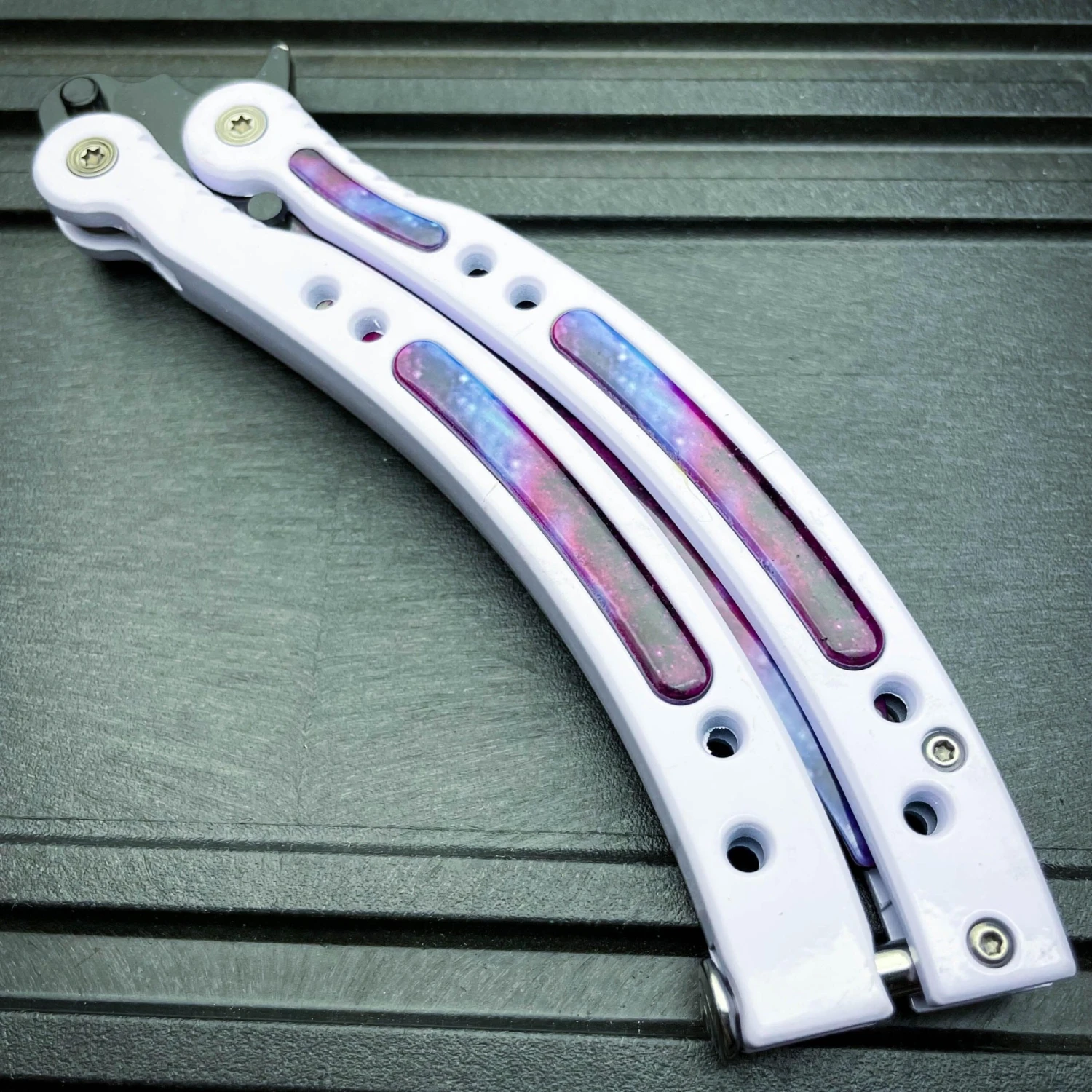 CSGO Butterfly Trainer Balisong Knife - White Galaxy 8 CSGO Butterfly Trainer Balisong Knife - White Galaxy - Image 6