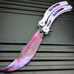 CSGO Butterfly Trainer Balisong Knife - White Galaxy 12 CSGO Butterfly Trainer Balisong Knife - White Galaxy -BLADE ADDICT Sales bladeaddictknives butterfly knife csgo butterfly trainer balisong knife white galaxy 36930335047894