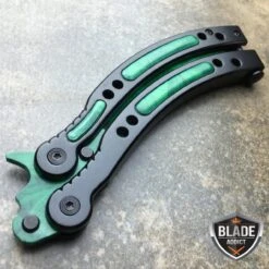 CSGO GAMMA EMERALD DOPPLER Knife Balisong Butterfly Trainer -BLADE ADDICT Sales bladeaddictknives butterfly knife csgo gamma emerald doppler knife balisong butterfly trainer 409637224475