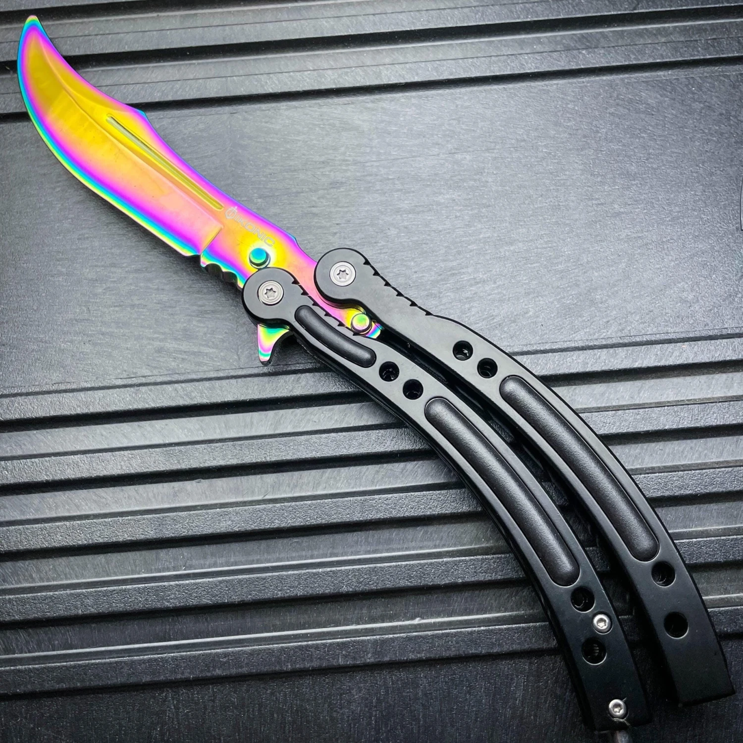 CSGO RAINBOW FADE Practice Knife Balisong Butterfly Tactical Trainer 4 CSGO RAINBOW FADE Practice Knife Balisong Butterfly Tactical Trainer - Image 2
