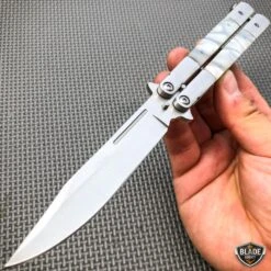 Tactical Balisong Butterfly Knife -BLADE ADDICT Sales bladeaddictknives butterfly knife white pearl tactical balisong butterfly knife 11605672722520