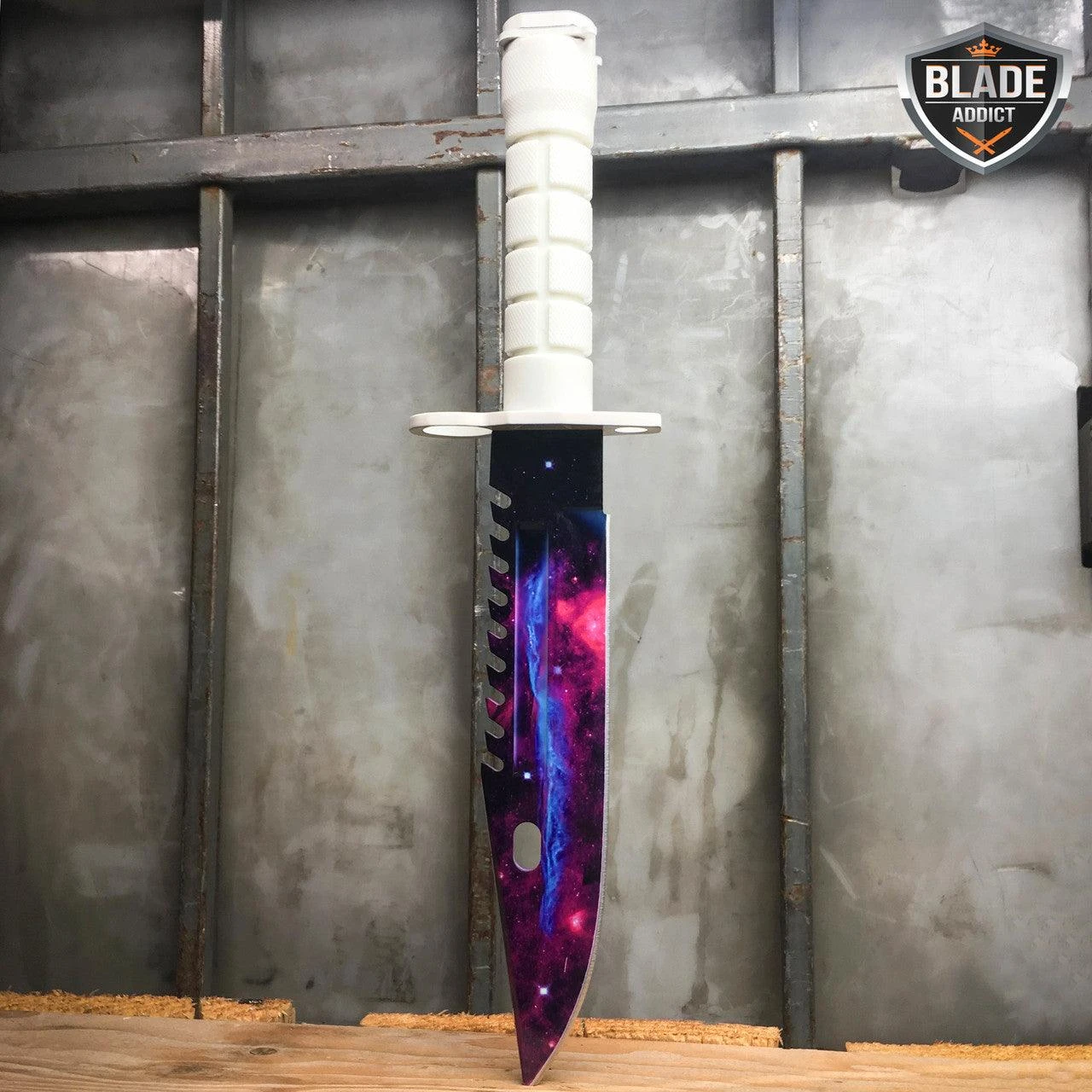 2PC CS GO Tactical Fixed Blade Hunting Bayonet Bowie White GALAXY + FLIP Knife 6 2PC CS GO Tactical Fixed Blade Hunting Bayonet Bowie White GALAXY + FLIP Knife - Image 4