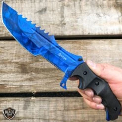 11" CSGO Tactical Hunting Fixed Blade Survival Bowie Tracker Knife NEW -BLADE ADDICT Sales bladeaddictknives csgo blue sapphire 11 csgo tactical hunting fixed blade survival bowie tracker knife new 6662119227480