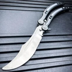 CSGO Chrome Butterfly Silver BALISONG Trainer Knife Upgraded 9 CSGO Chrome Butterfly Silver BALISONG Trainer Knife Upgraded -BLADE ADDICT Sales bladeaddictknives csgo csgo chrome butterfly silver balisong trainer knife upgraded 36930341044438