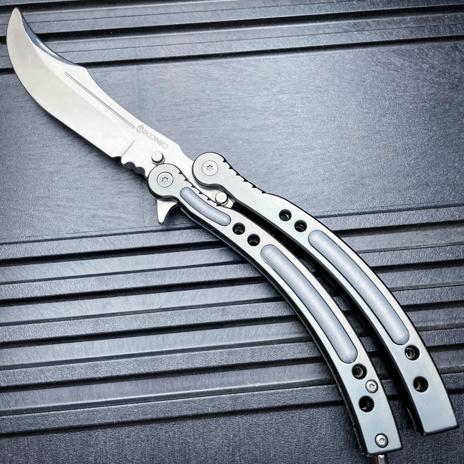 CSGO Chrome Butterfly Silver BALISONG Trainer Knife Upgraded 5 CSGO Chrome Butterfly Silver BALISONG Trainer Knife Upgraded - Image 3
