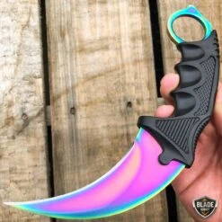 7.5" CSGO Karambit Combat Knife Fixed Blade Hawkbill Neck Doppler NEW -BLADE ADDICT Sales bladeaddictknives csgo rainbow fade 7 5 csgo karambit combat knife fixed blade hawkbill neck doppler new 6662130040920