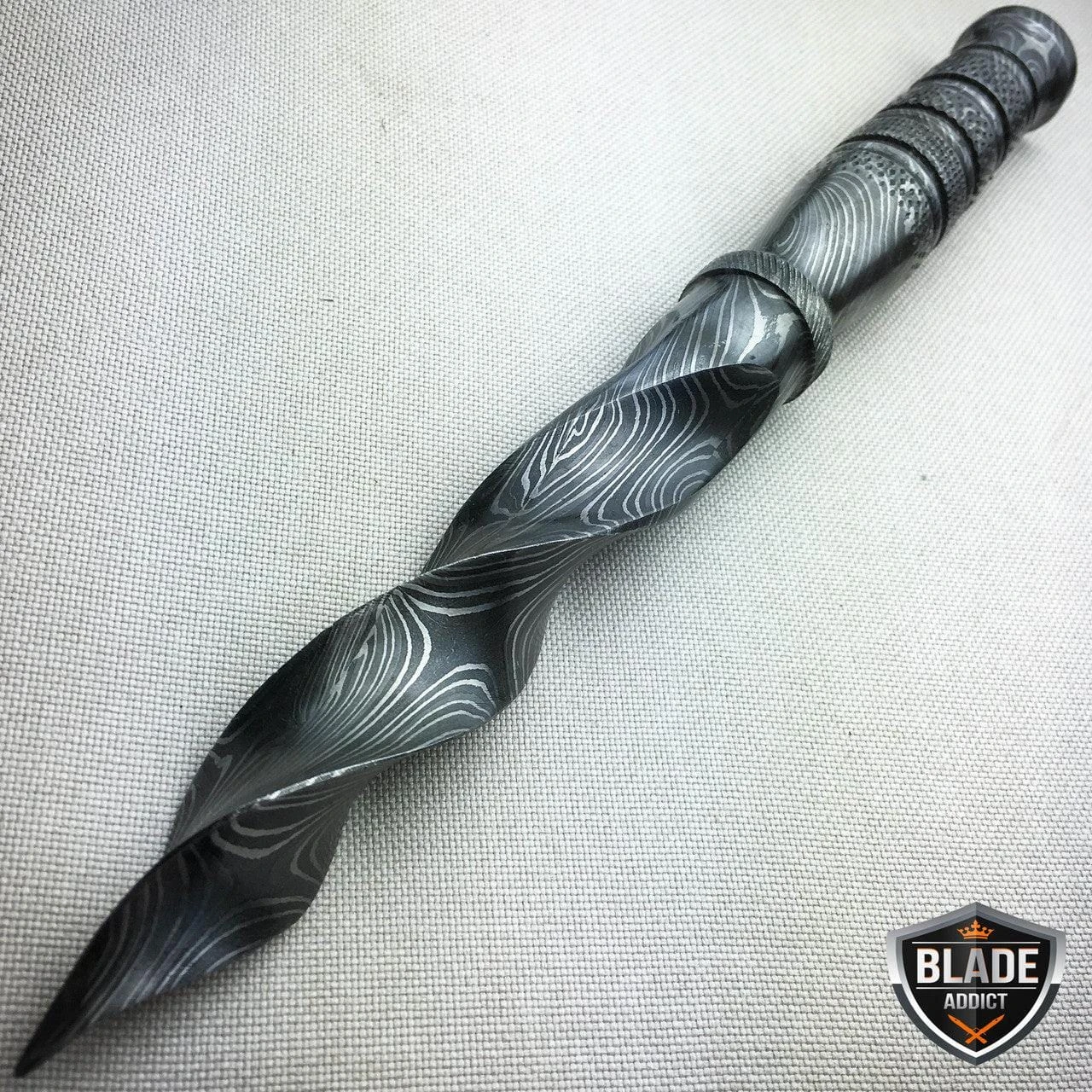 10.25" Damascus Fixed Blade Knife Tri Dagger Hand Forged Kris Blade 3 10.25" Damascus Fixed Blade Knife Tri Dagger Hand Forged Kris Blade