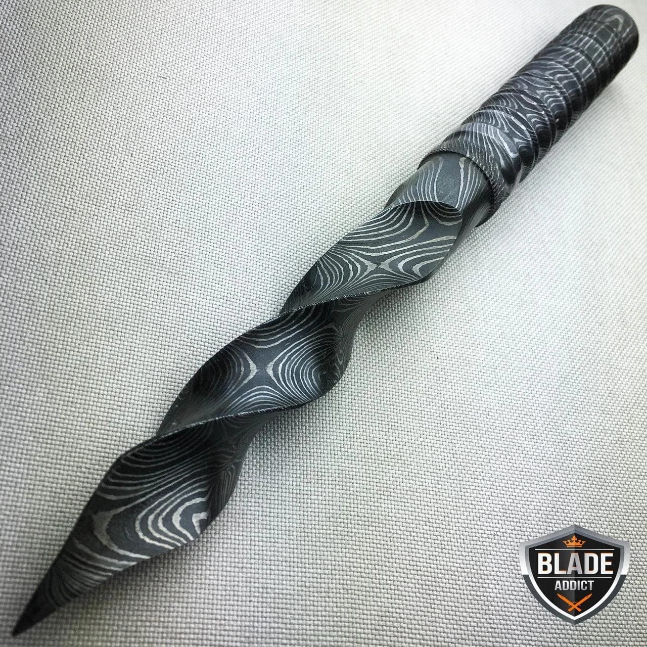 10" Damascus Fixed Blade Knife Tri Dagger Hand Forged Kris Blade 3 10" Damascus Fixed Blade Knife Tri Dagger Hand Forged Kris Blade