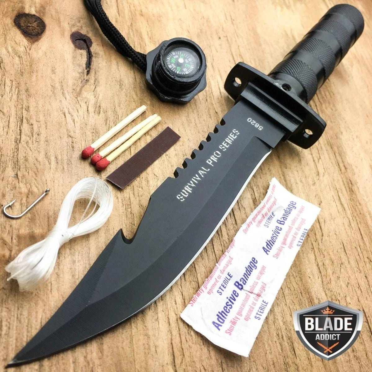 11" Fishing Hunting Survival Knife W/ Sheath Bowie Survival Kit 3 11" Fishing Hunting Survival Knife W/ Sheath Bowie Survival Kit