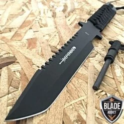 11" Survival FIXED BLADE Knife W/ Fire Starter Bowie