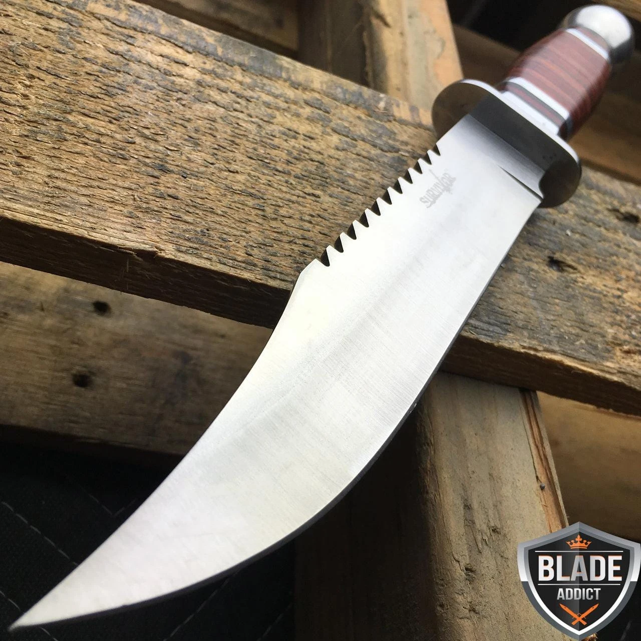 12" Wood Camping Hunting Knife Bowie 4 12" Wood Camping Hunting Knife Bowie - Image 2