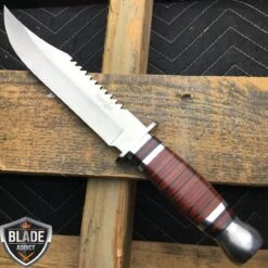 12" Wood Camping Hunting Knife Bowie 8 12" Wood Camping Hunting Knife Bowie -BLADE ADDICT Sales bladeaddictknives fixed blade 12 wood camping hunting knife bowie 410004193307