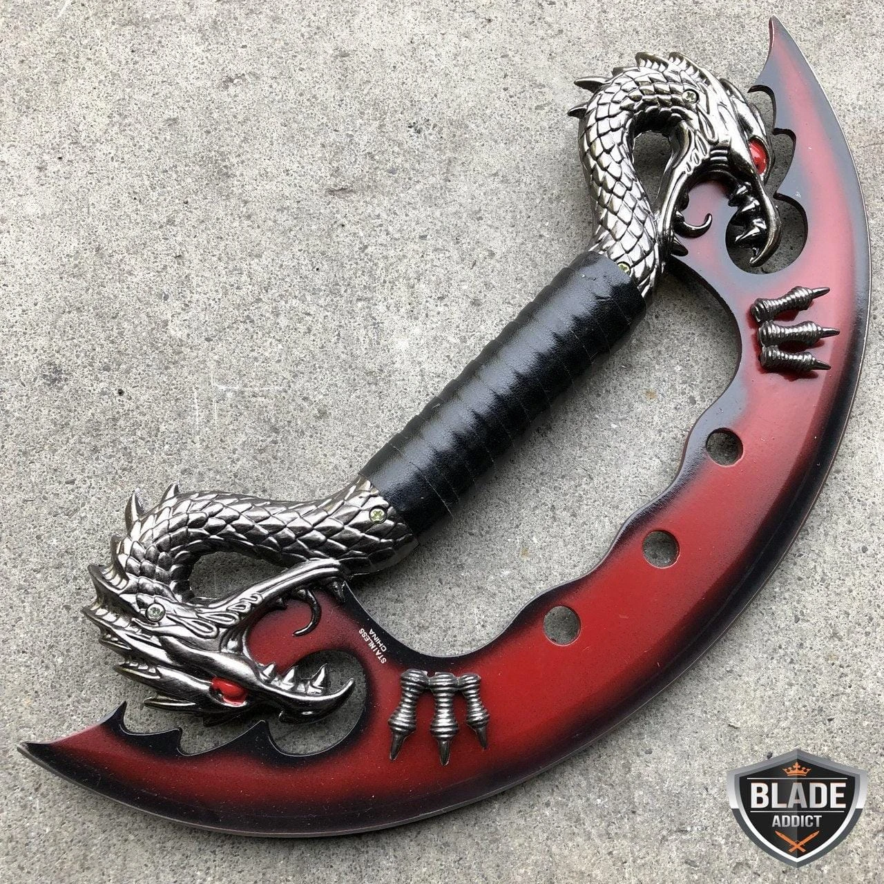 14" Fantasy Dragon Knife Display W/ Stand Dagger Pair Ninja Cosplay 5 14" Fantasy Dragon Knife Display W/ Stand Dagger Pair Ninja Cosplay - Image 3