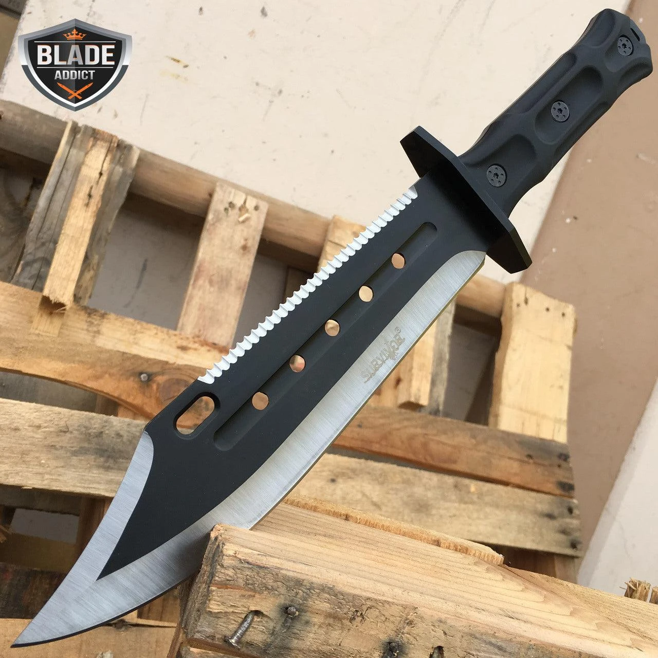 14" TACTICAL SURVIVAL Rambo Full Tang FIXED BLADE KNIFE Hunting 4 14" TACTICAL SURVIVAL Rambo Full Tang FIXED BLADE KNIFE Hunting - Image 2