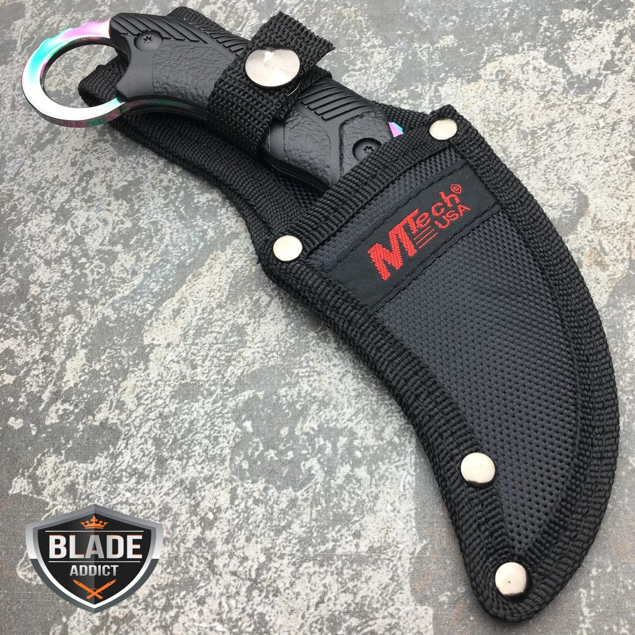 7.5" MTECH Tactical RAINBOW Karambit FULL TANG Hawkbill Knife Claw 5 7.5" MTECH Tactical RAINBOW Karambit FULL TANG Hawkbill Knife Claw - Image 3