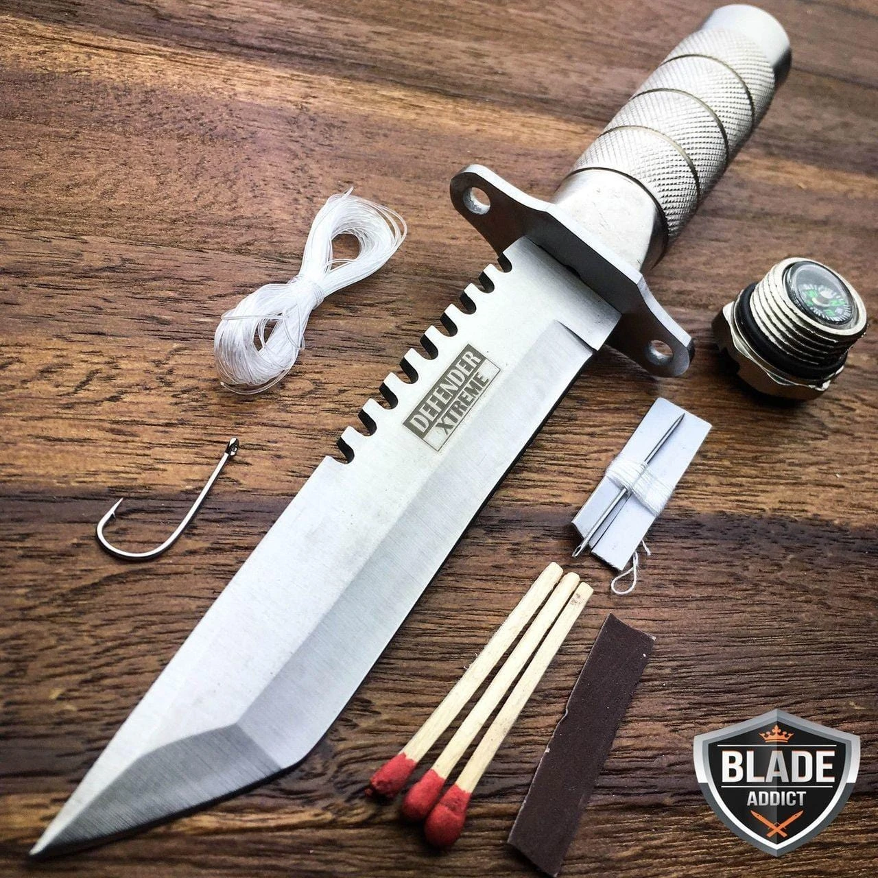 8.25" Tactical Fishing Hunting Knife W/ Sheath Survival Kit 3 8.25" Tactical Fishing Hunting Knife W/ Sheath Survival Kit