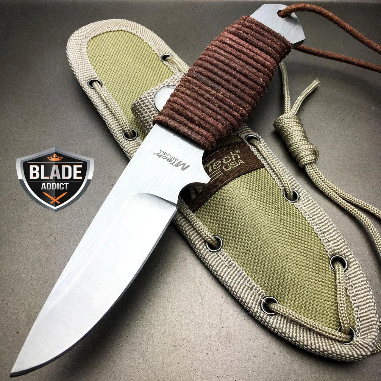 8" MTECH TACTICAL SURVIVAL Leather Hunting FIXED BLADE KNIFE 3 8" MTECH TACTICAL SURVIVAL Leather Hunting FIXED BLADE KNIFE