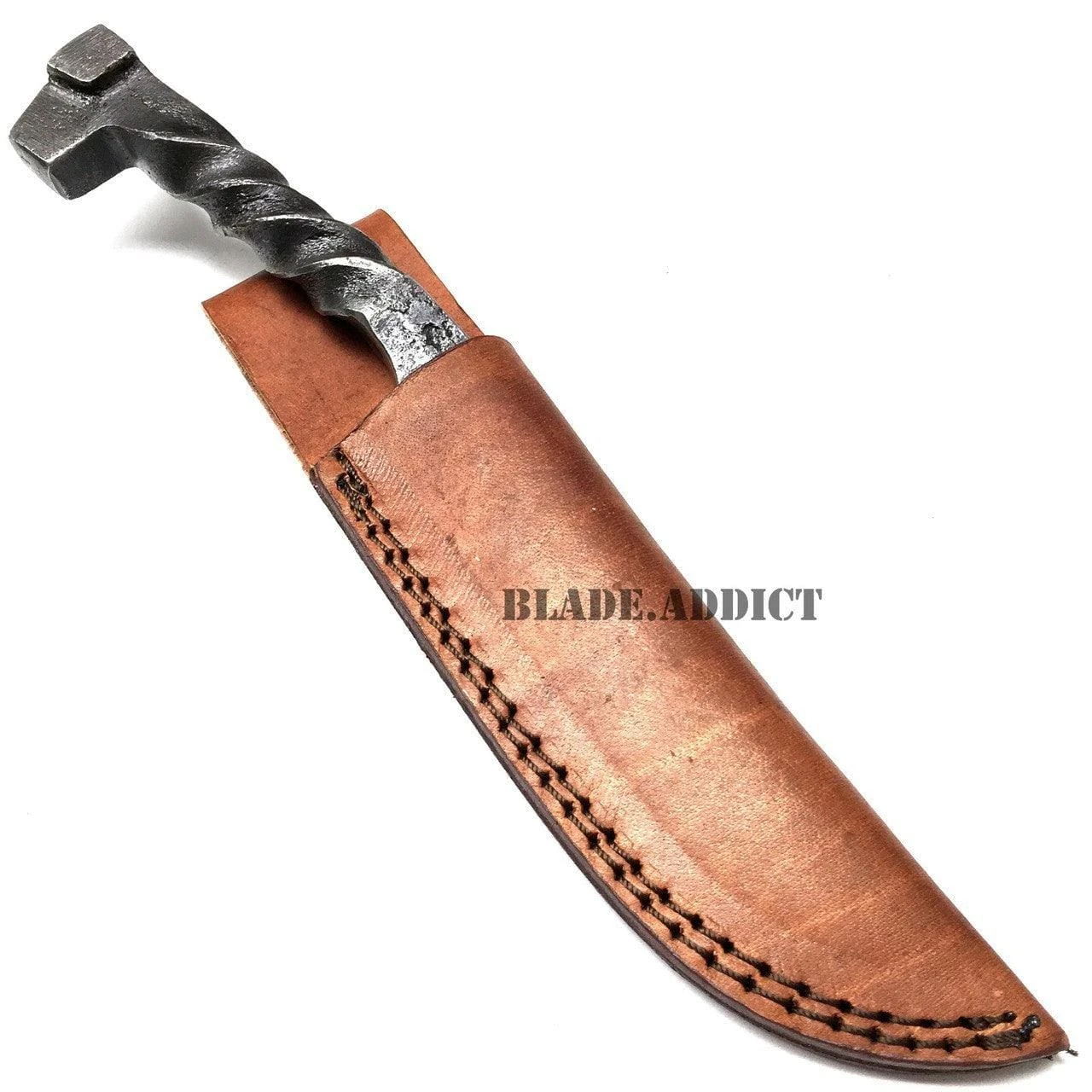 9" Hand Forged Railroad Spike Fixed Blade Knife With Thick Leather Sheath NEW 7 9" Hand Forged Railroad Spike Fixed Blade Knife With Thick Leather Sheath NEW - Image 5