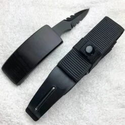 Belt Buckle Fixed Blade Knife - Adjustable Canvas Belt, TPU Buckle -BLADE ADDICT Sales bladeaddictknives fixed blade black belt buckle fixed blade knife adjustable canvas belt tpu buckle 3901366468696