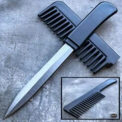 Dapper Defender Self Defense Brush Comb Knife -BLADE ADDICT Sales bladeaddictknives fixed blade black dapper defender self defense brush comb knife 12786730795096