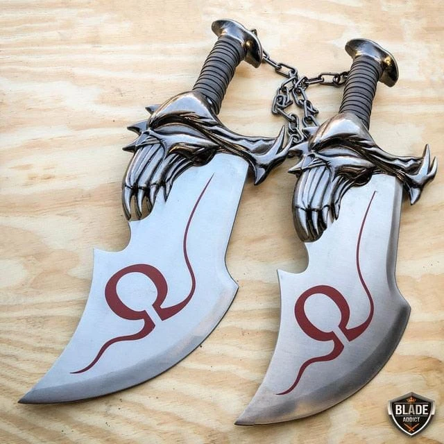 God Of War 17" Chaos War Twin Blade Knives Kratos Sword Dagger Set 4 God Of War 17" Chaos War Twin Blade Knives Kratos Sword Dagger Set - Image 2
