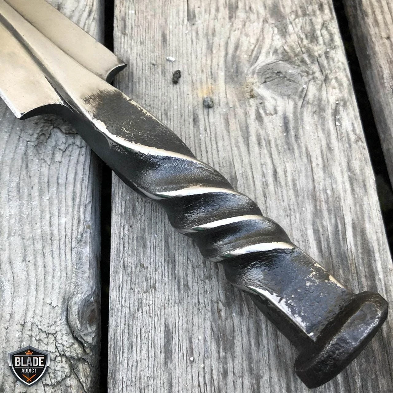Hand Forged Railroad Spike Carbon Steel Hunting Spear Point Knife Fixed Blade 5 Hand Forged Railroad Spike Carbon Steel Hunting Spear Point Knife Fixed Blade - Image 3