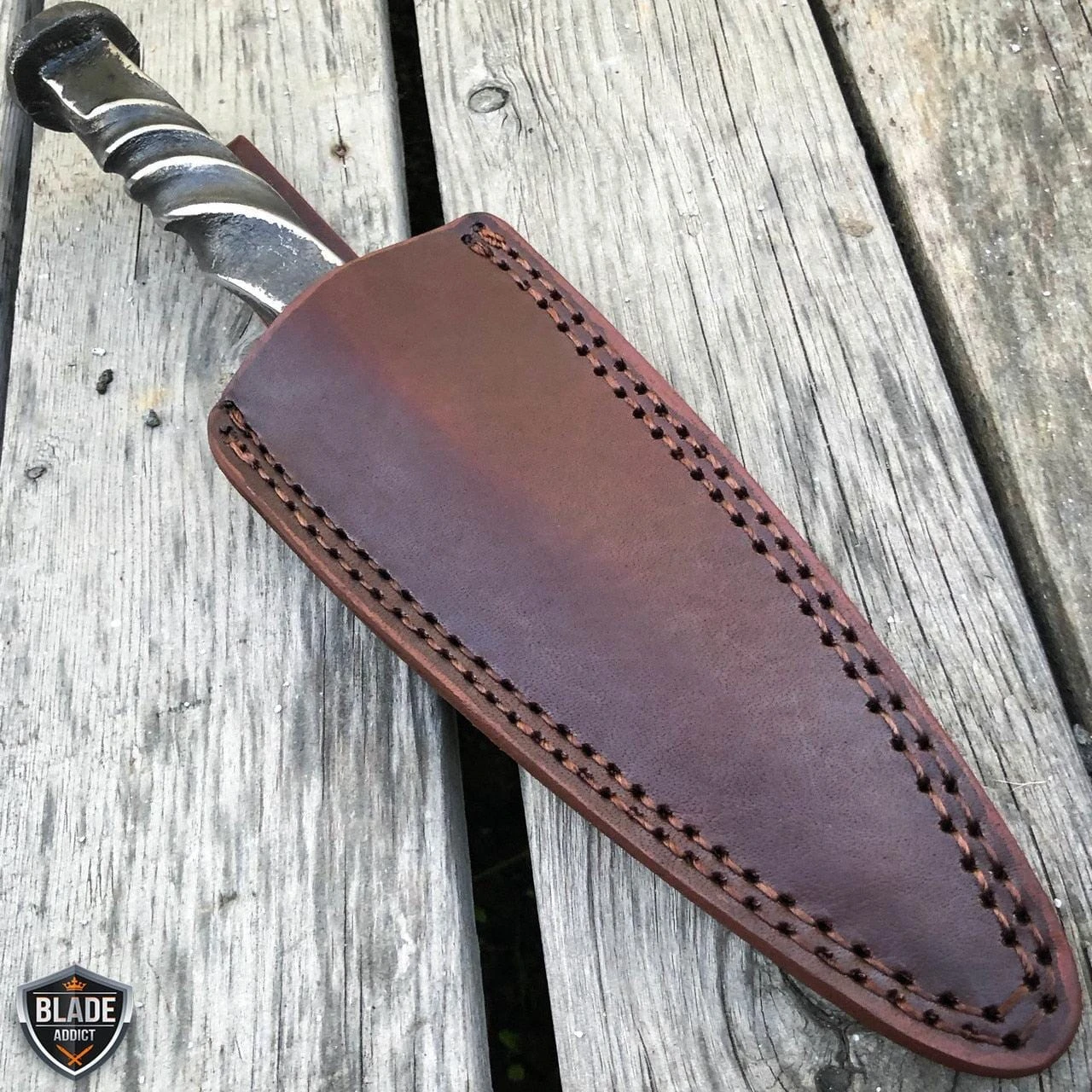 Hand Forged Railroad Spike Carbon Steel Hunting Spear Point Knife Fixed Blade 6 Hand Forged Railroad Spike Carbon Steel Hunting Spear Point Knife Fixed Blade - Image 4