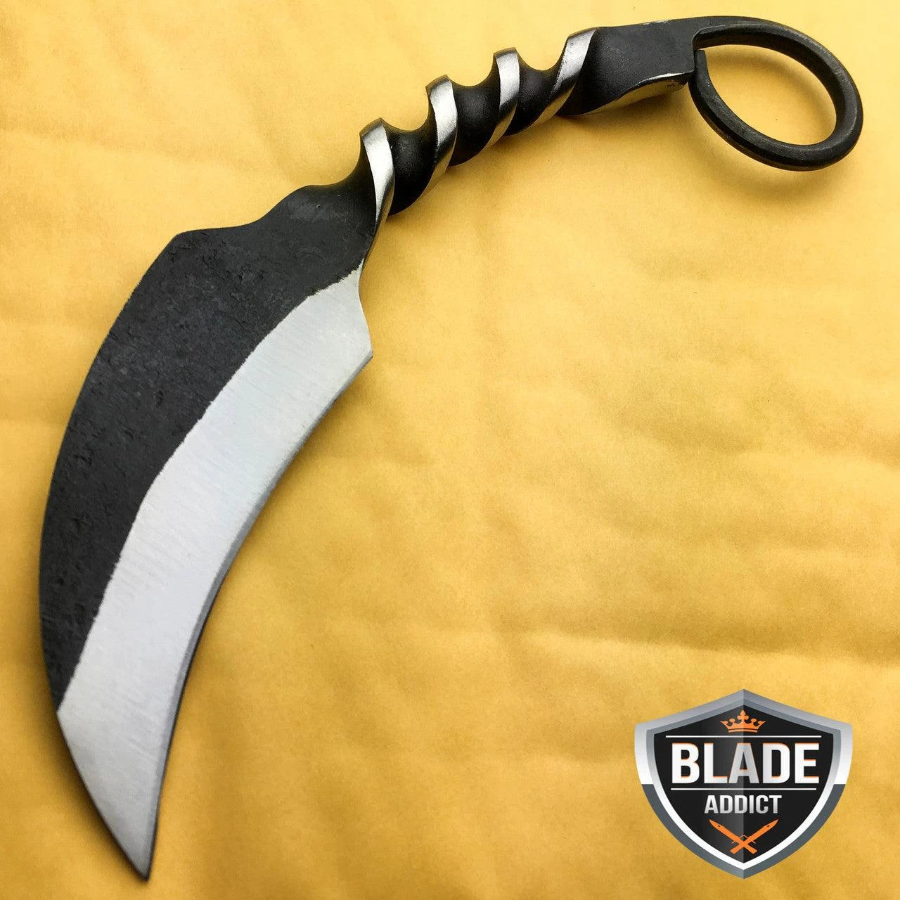 Hand Forged Railroad Spike Fixed Blade Hunting Knife Carbon Steel Karambit 4 Hand Forged Railroad Spike Fixed Blade Hunting Knife Carbon Steel Karambit - Image 2