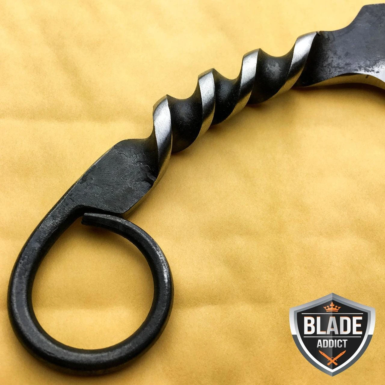 Hand Forged Railroad Spike Fixed Blade Hunting Knife Carbon Steel Karambit 6 Hand Forged Railroad Spike Fixed Blade Hunting Knife Carbon Steel Karambit - Image 4
