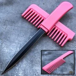 Dapper Defender Self Defense Brush Comb Knife -BLADE ADDICT Sales bladeaddictknives fixed blade pink dapper defender self defense brush comb knife 12786731745368