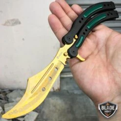 CSGO Butterfly Balisong Trainer Tactical Knife + Case Tool (PHASE 2) 30 CSGO Butterfly Balisong Trainer Tactical Knife + Case Tool (PHASE 2) -BLADE ADDICT Sales bladeaddictknives gold lore csgo butterfly balisong trainer tactical knife case tool phase 2 3849561768024