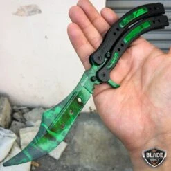 CSGO Butterfly Balisong Trainer Tactical Knife + Case Tool (PHASE 2) 24 CSGO Butterfly Balisong Trainer Tactical Knife + Case Tool (PHASE 2) -BLADE ADDICT Sales bladeaddictknives green gamma csgo butterfly balisong trainer tactical knife case tool phase 2 3849559670872