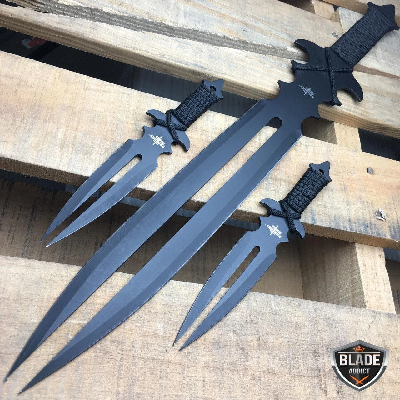 23" NINJA SWORD Full Tang Tactical Blade Katana Throwing Knife Set 4 23" NINJA SWORD Full Tang Tactical Blade Katana Throwing Knife Set - Image 2