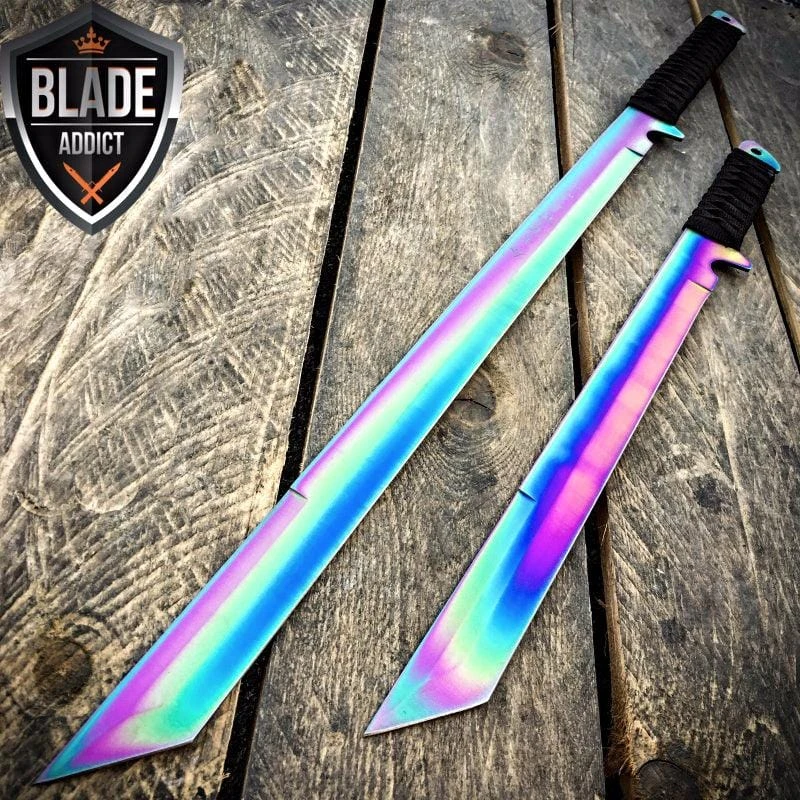 28" RAINBOW NINJA SWORD Full Tang Machete Tactical Blade Katana 3 28" RAINBOW NINJA SWORD Full Tang Machete Tactical Blade Katana
