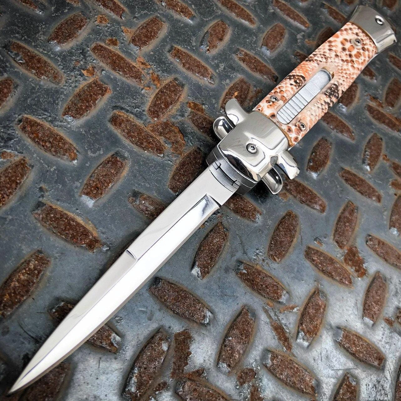 Classic Gentleman Italian Stiletto OTF Snake Skin 7 Classic Gentleman Italian Stiletto OTF Snake Skin - Image 5