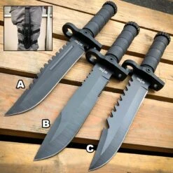 12.5" MILITARY TACTICAL FIXED BLADE Army SURVIVAL Knife W Fire Starter