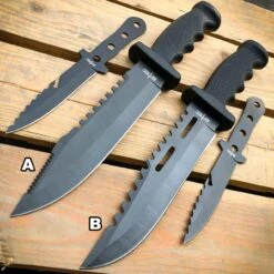 12.5" TACTICAL SURVIVAL FIXED BLADE Army Bowie W/ Throwing Knife