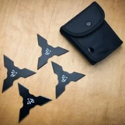 4 PC Set Black Ninja Throwing Stars For Sale Anime Shuriken Knife