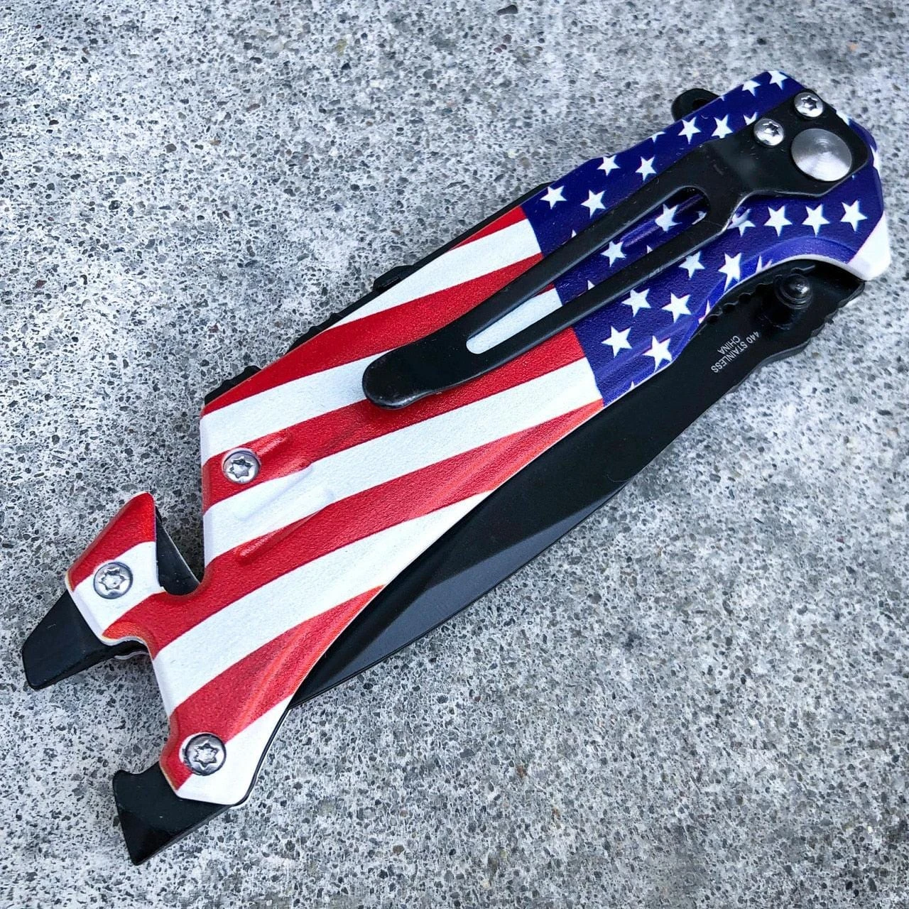 8" AMERICAN FLAG Tactical Spring OPEN Assisted Folding Rescue Knife 6 8" AMERICAN FLAG Tactical Spring OPEN Assisted Folding Rescue Knife - Image 4