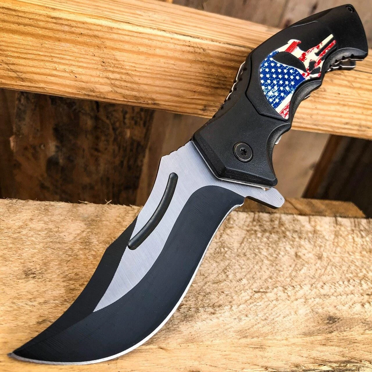 8" BLACK Spring Opening Assisted SKULL Tactical Folding Pocket Knife 7 8" BLACK Spring Opening Assisted SKULL Tactical Folding Pocket Knife - Image 5
