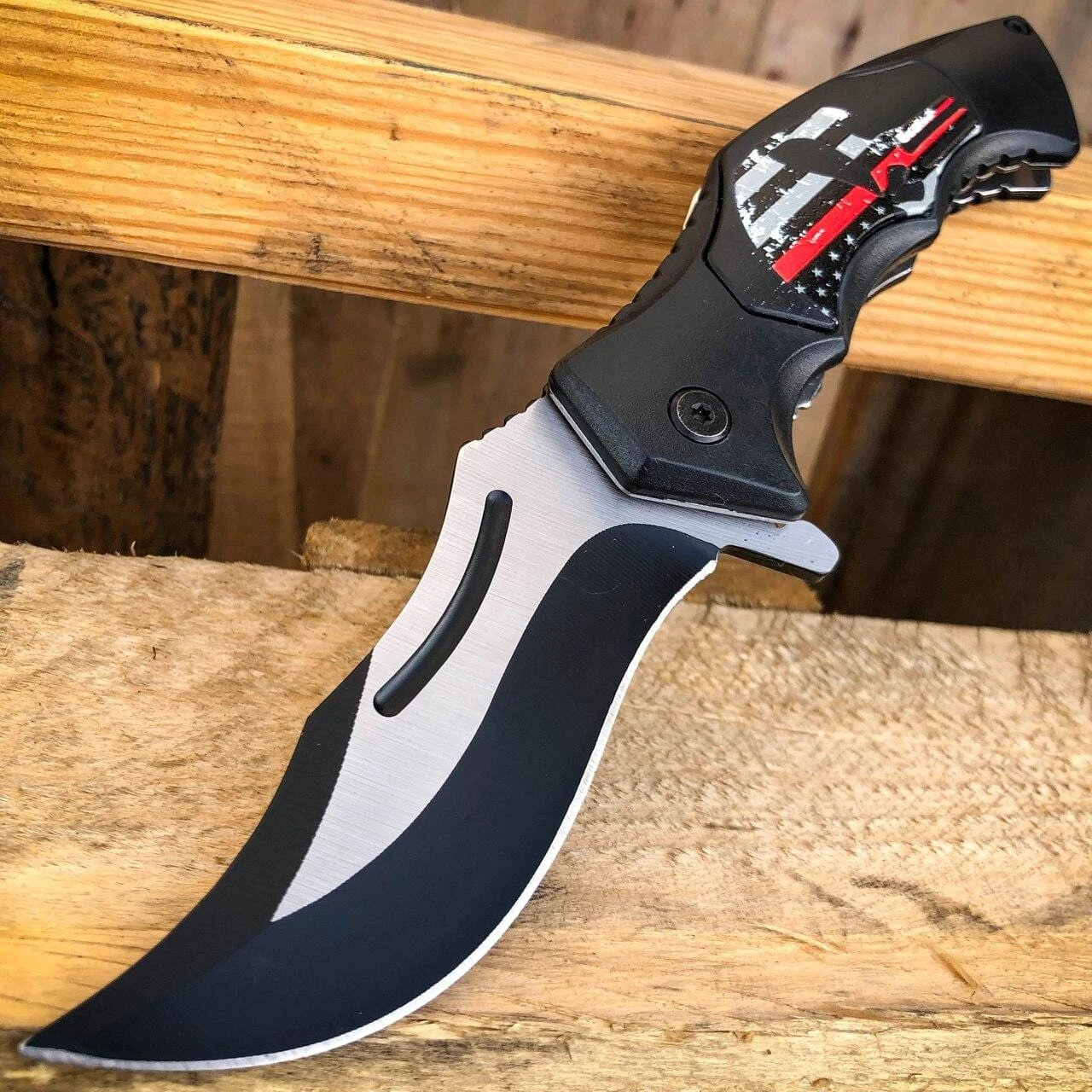 8" BLACK Spring Opening Assisted SKULL Tactical Folding Pocket Knife 9 8" BLACK Spring Opening Assisted SKULL Tactical Folding Pocket Knife - Image 7