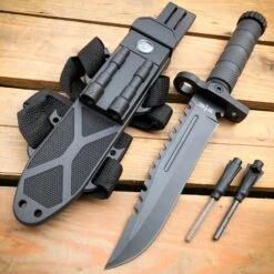 12.5" MILITARY TACTICAL FIXED BLADE Army SURVIVAL Knife W Fire Starter 32 12.5" MILITARY TACTICAL FIXED BLADE Army SURVIVAL Knife W Fire Starter -BLADE ADDICT Sales bladeaddictknives new arrivals a black 12 5 military tactical fixed blade army survival knife w fire starter 15248164552792